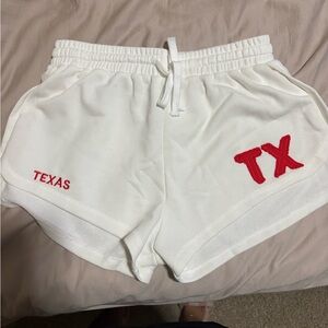 White Women's Shorts with Red Embroidery